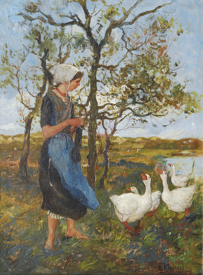 A woman with geese