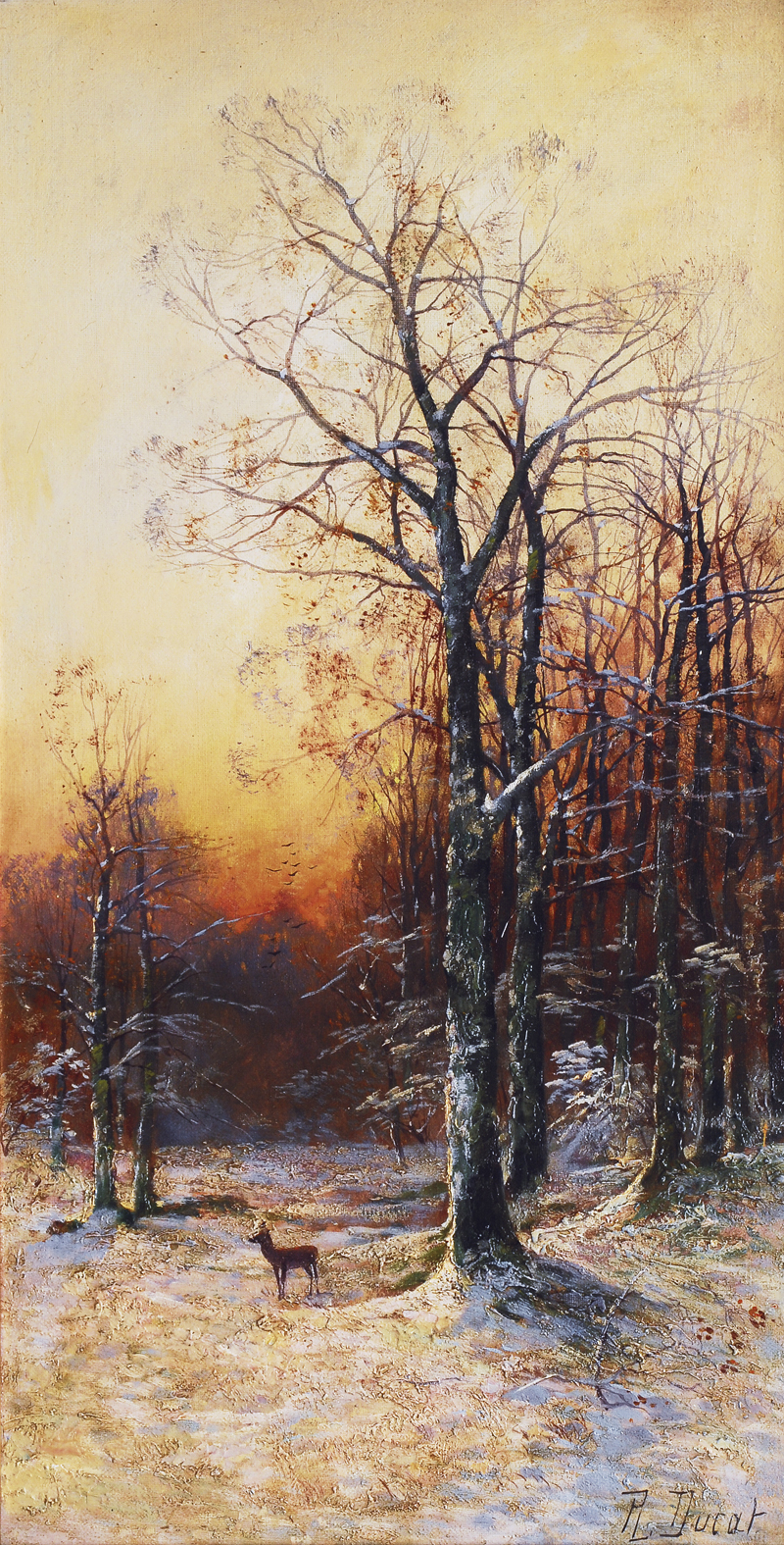 Winterlandschaft mit Reh