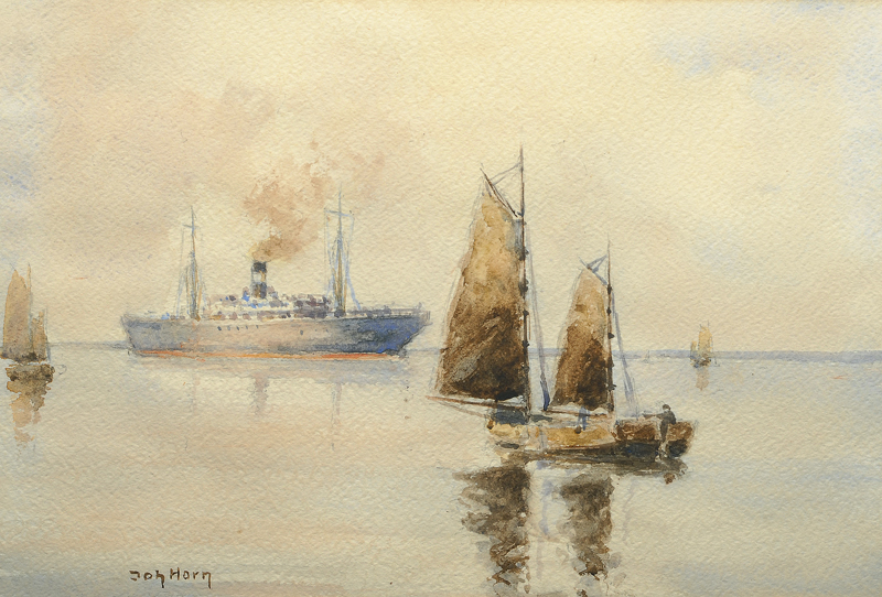 Johannes Horn - Ships on the river Elbe Ships on the river Elbe