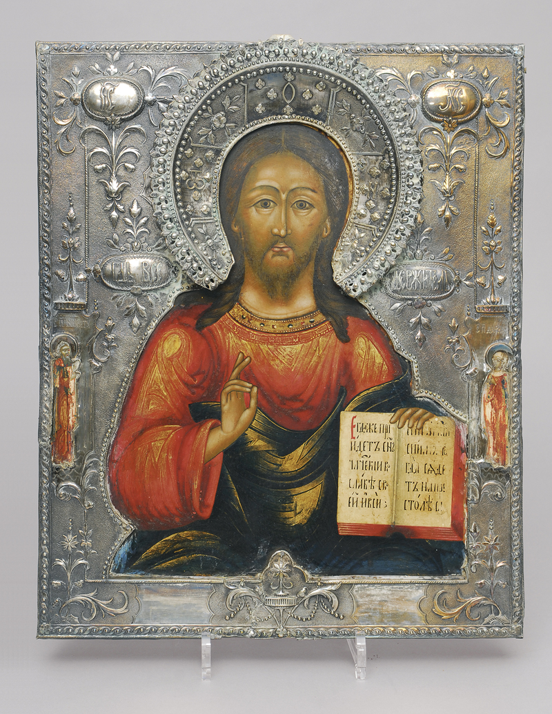 Seltene russische Ikone der Deesis 'Jesus Christus als Pantokrator'
