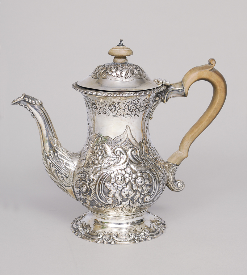 A George III-pot with flower and rocaille ornaments
