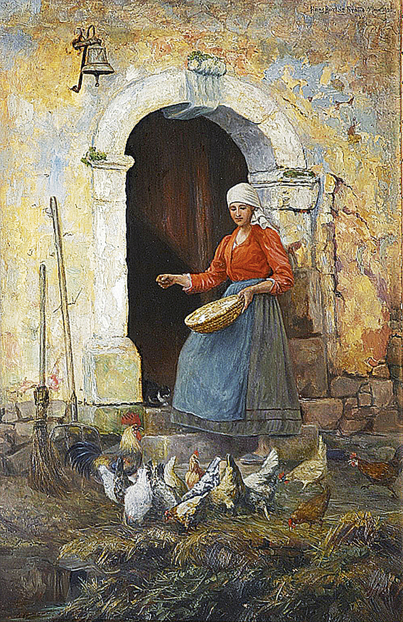 A young maid in the henhouse