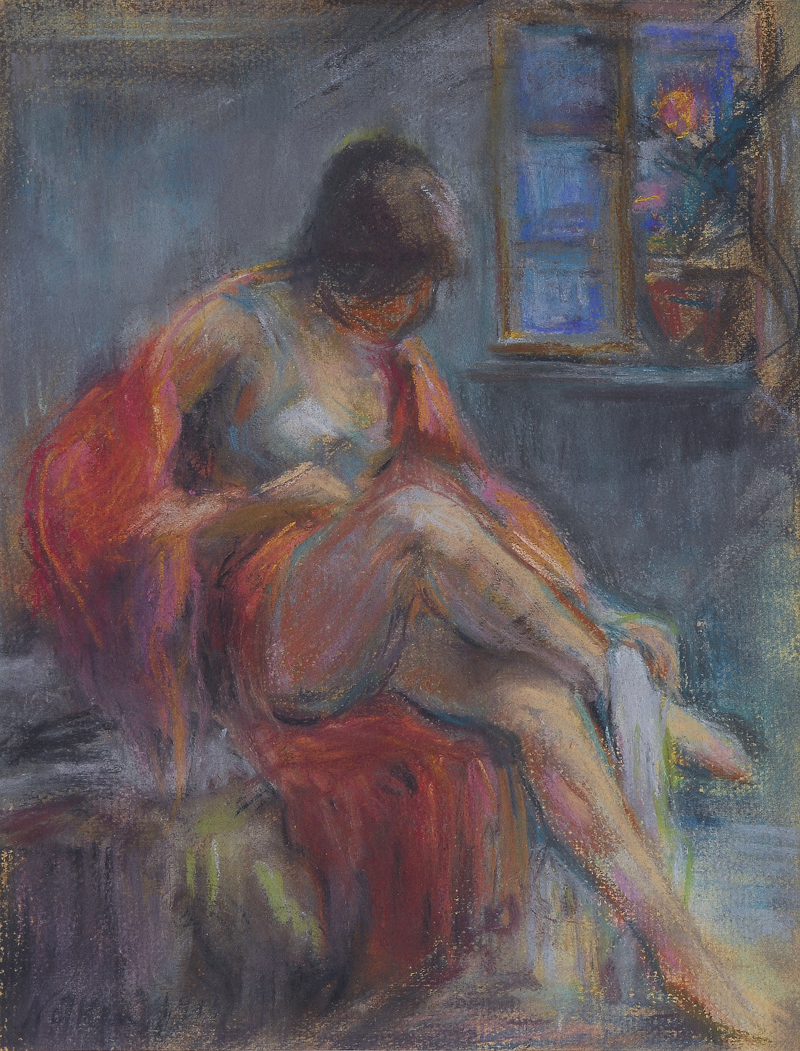 A woman undressing