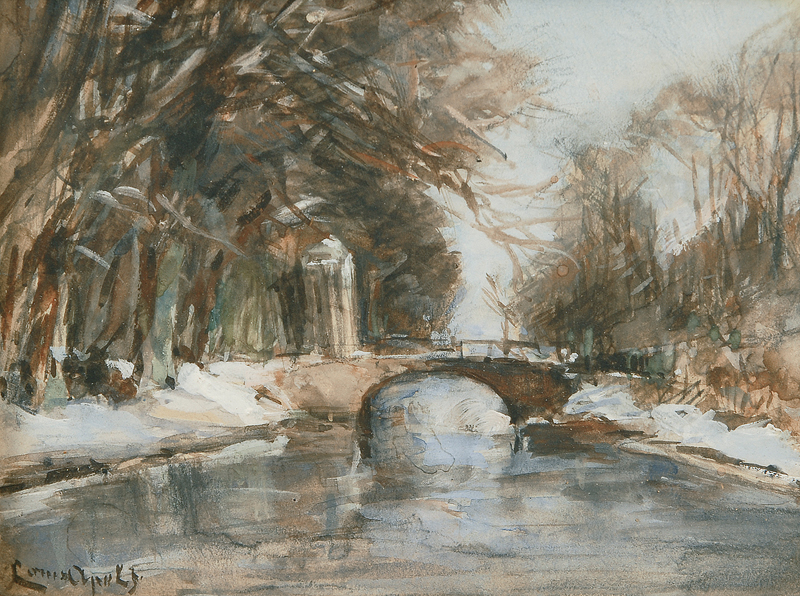 A river landscape in wintertime