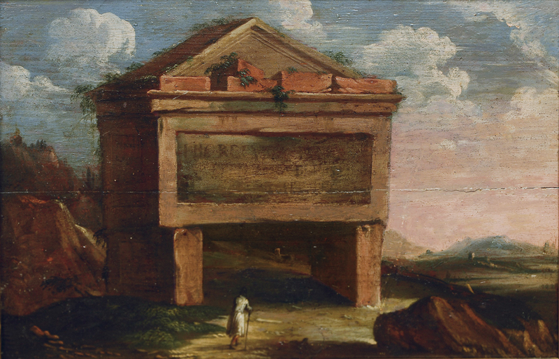 Pair of paintings: Landscape with ancient ruins