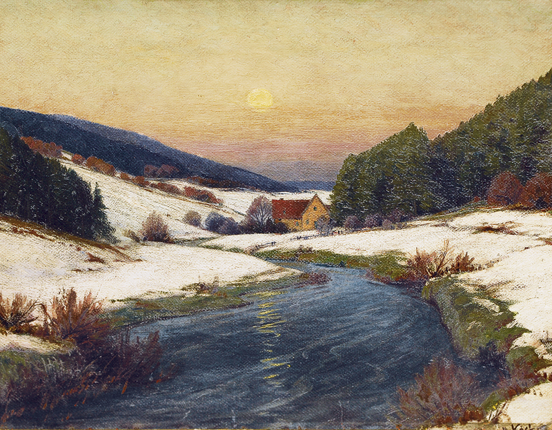 Winter landscape in the evening sun