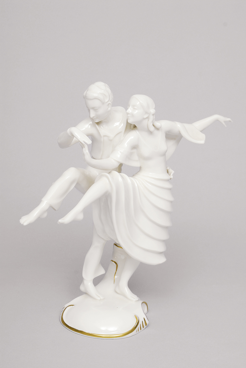 Carl Werner - A figure group of a dancing couple A figure group of a dancing couple