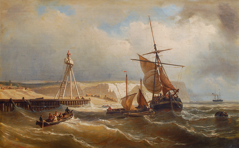 Schiffe vor den White Cliffs von Dover