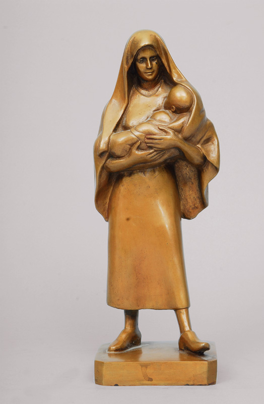 A bronze figure 'Nun with baby'