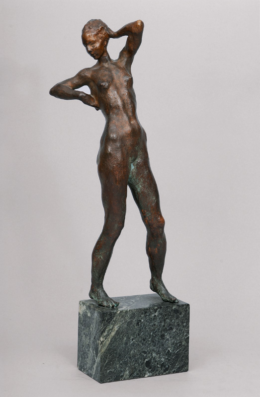 A bronze figure 'Expressive female nude'