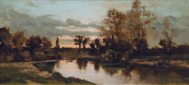 River landscape in the evening