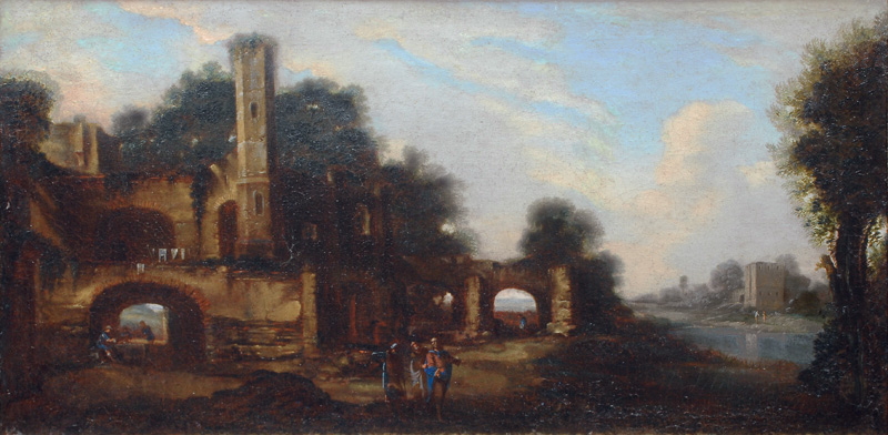 Paar Gemälde: Ruinenlandschaften