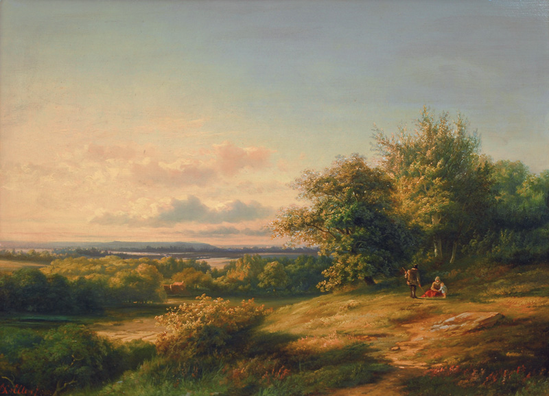 Figures in a vast Summer Landscape