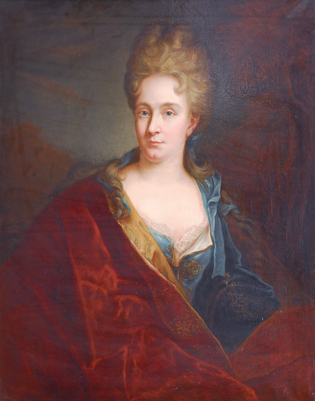 Portrait einer Dame in purpurfarbenem Mantel