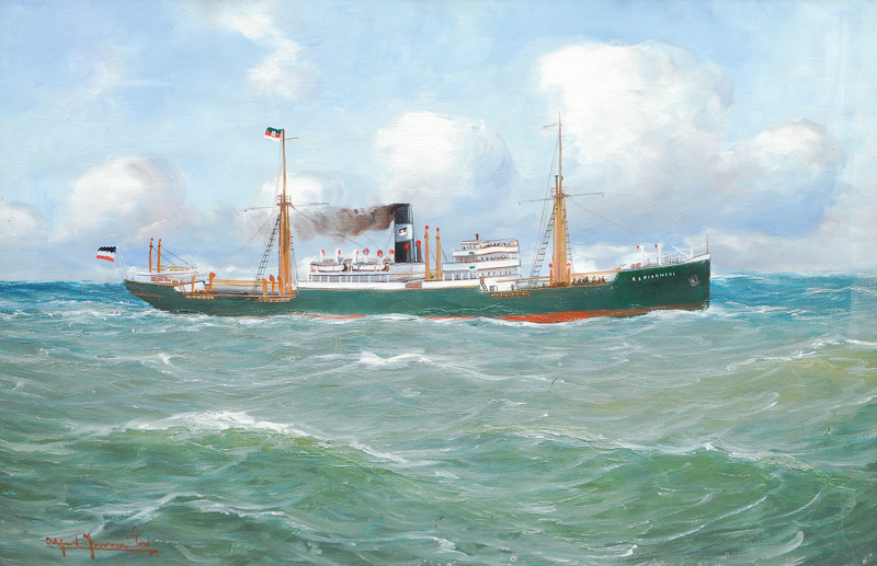 Schiffsportrait des Frachtdampfers R. C. Rickmers