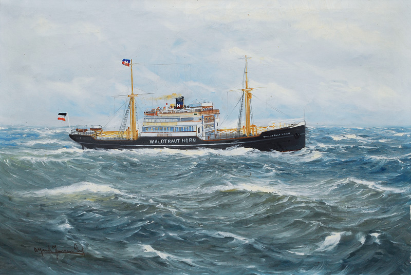 Portrait of the cargo steamer Waltraud Horn