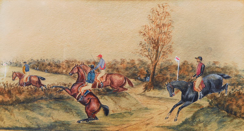 4 Watercolours with Horse Race Scenes - image 3