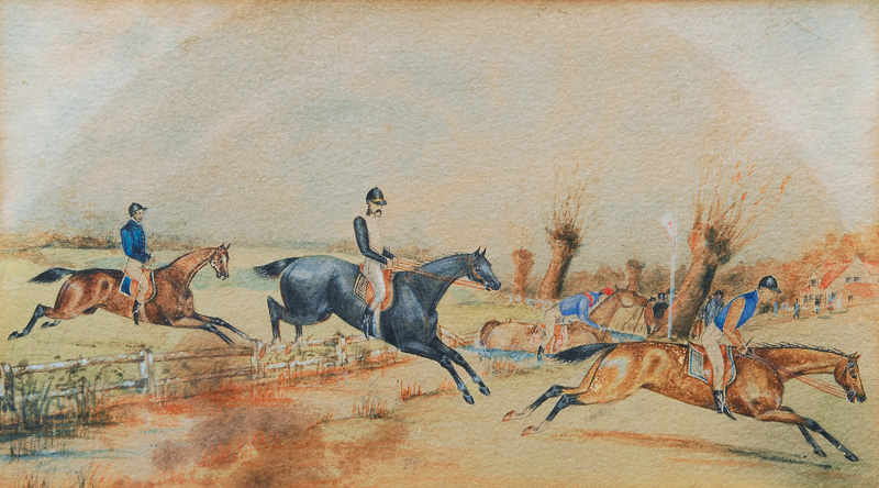 4 Watercolours with Horse Race Scenes - image 4