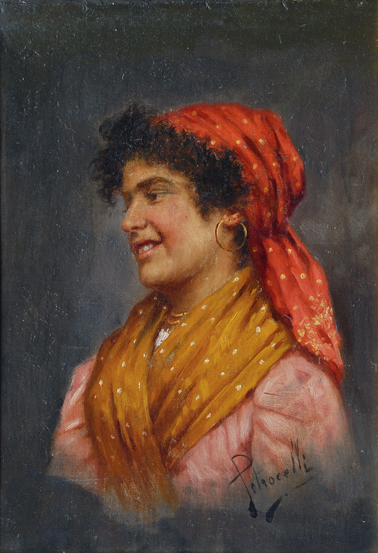 Young Italien woman with a red shawl