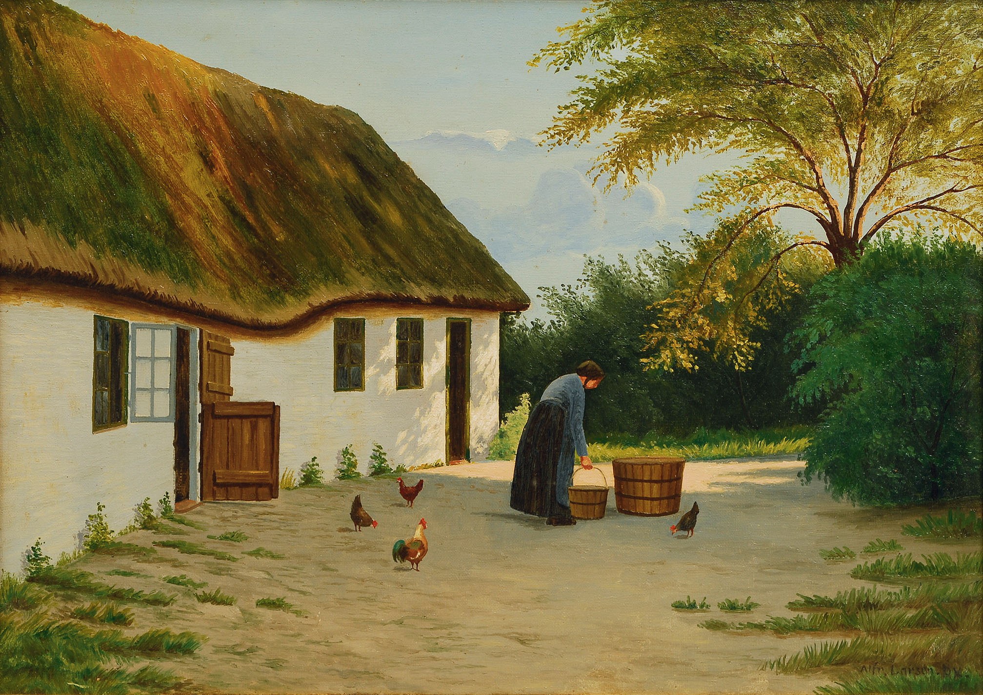 A farm with a peasant woman