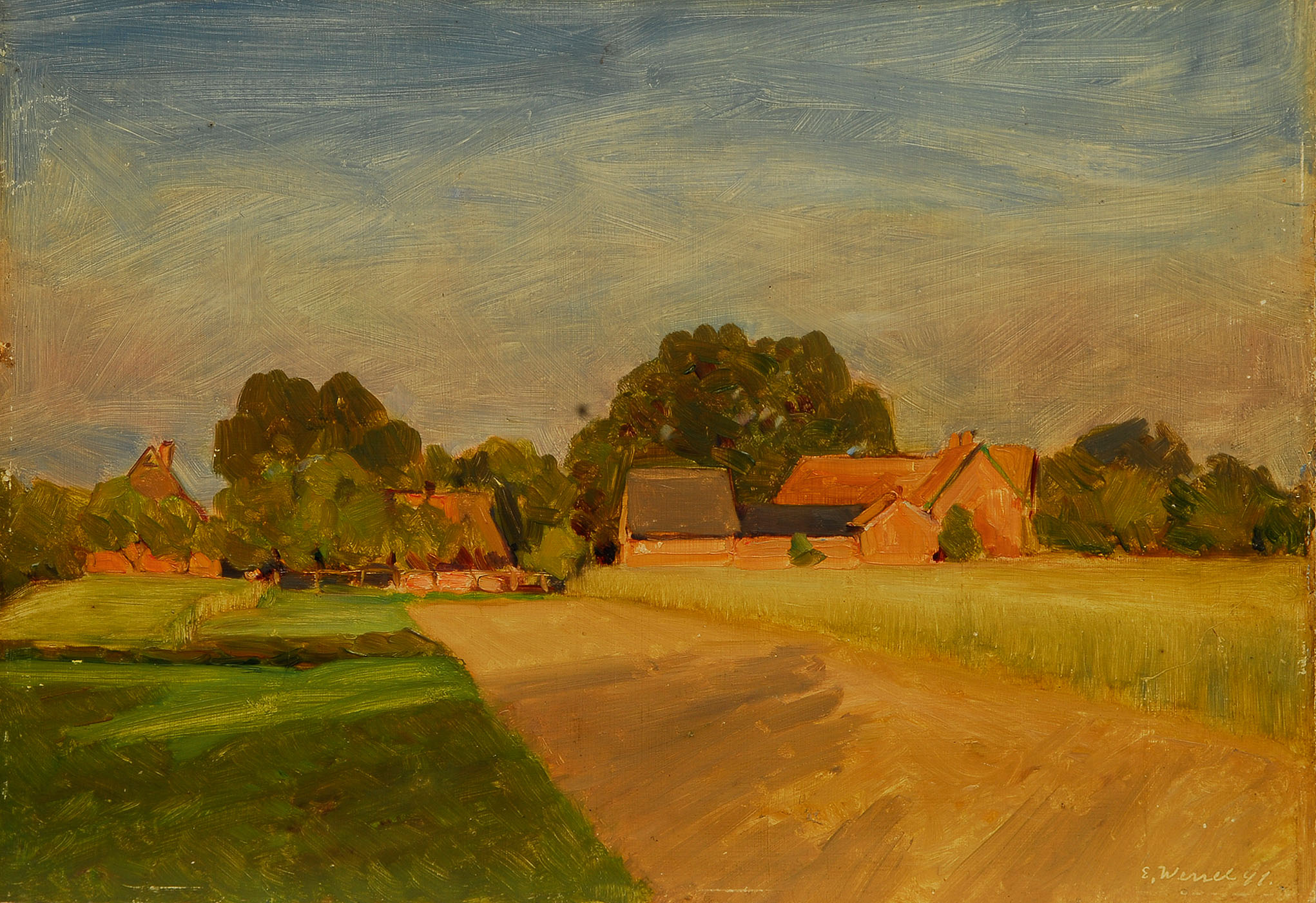 Farmhouses in the sunlight