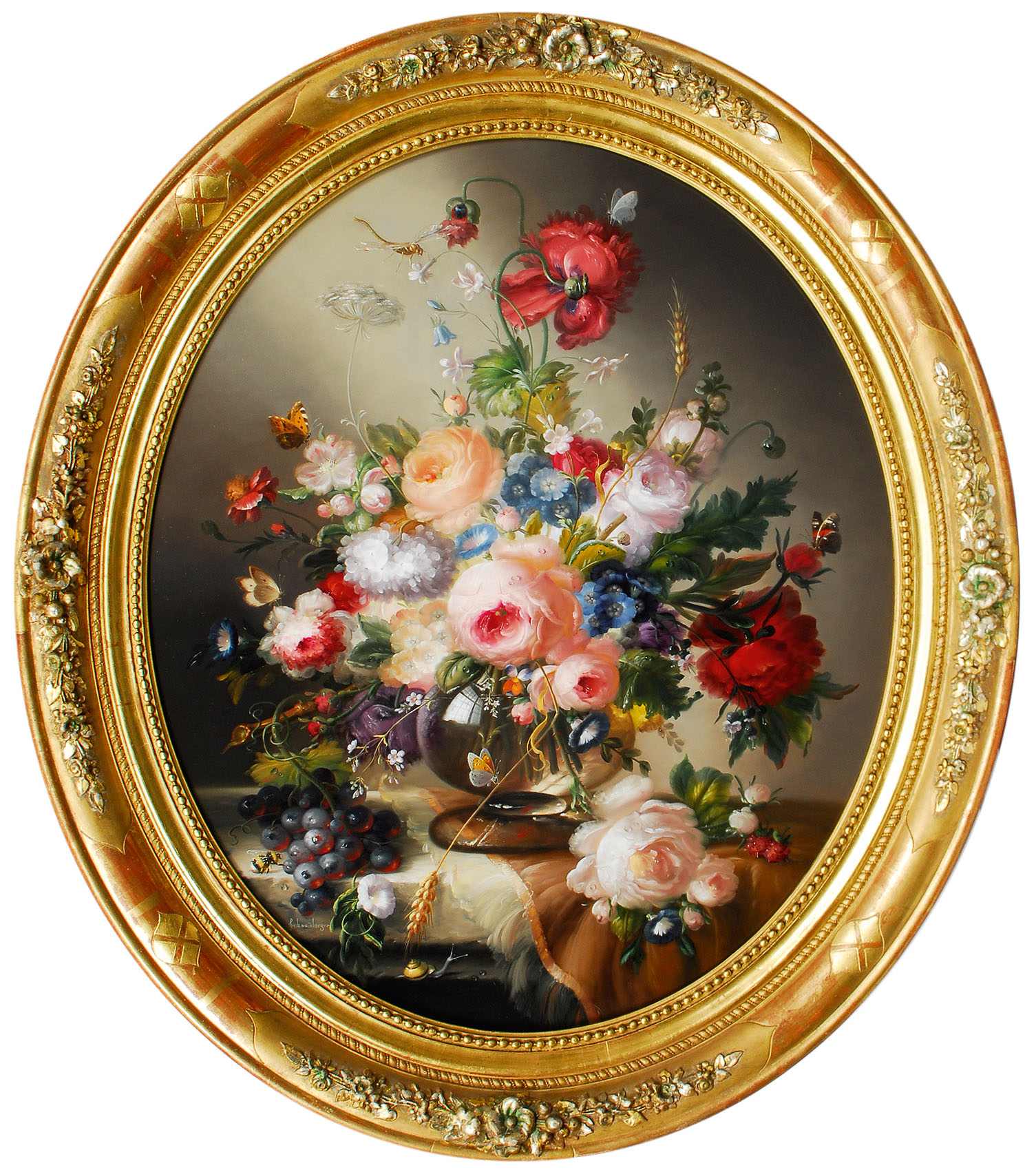 Opulenter Blumenstrauß in einer Glasvase