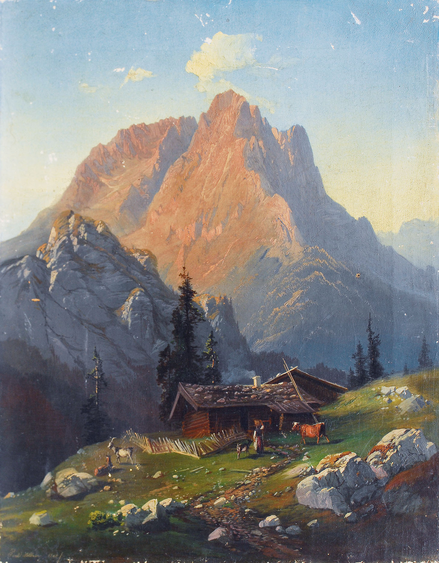 Hochgebirgslandschaft mit Almhütte