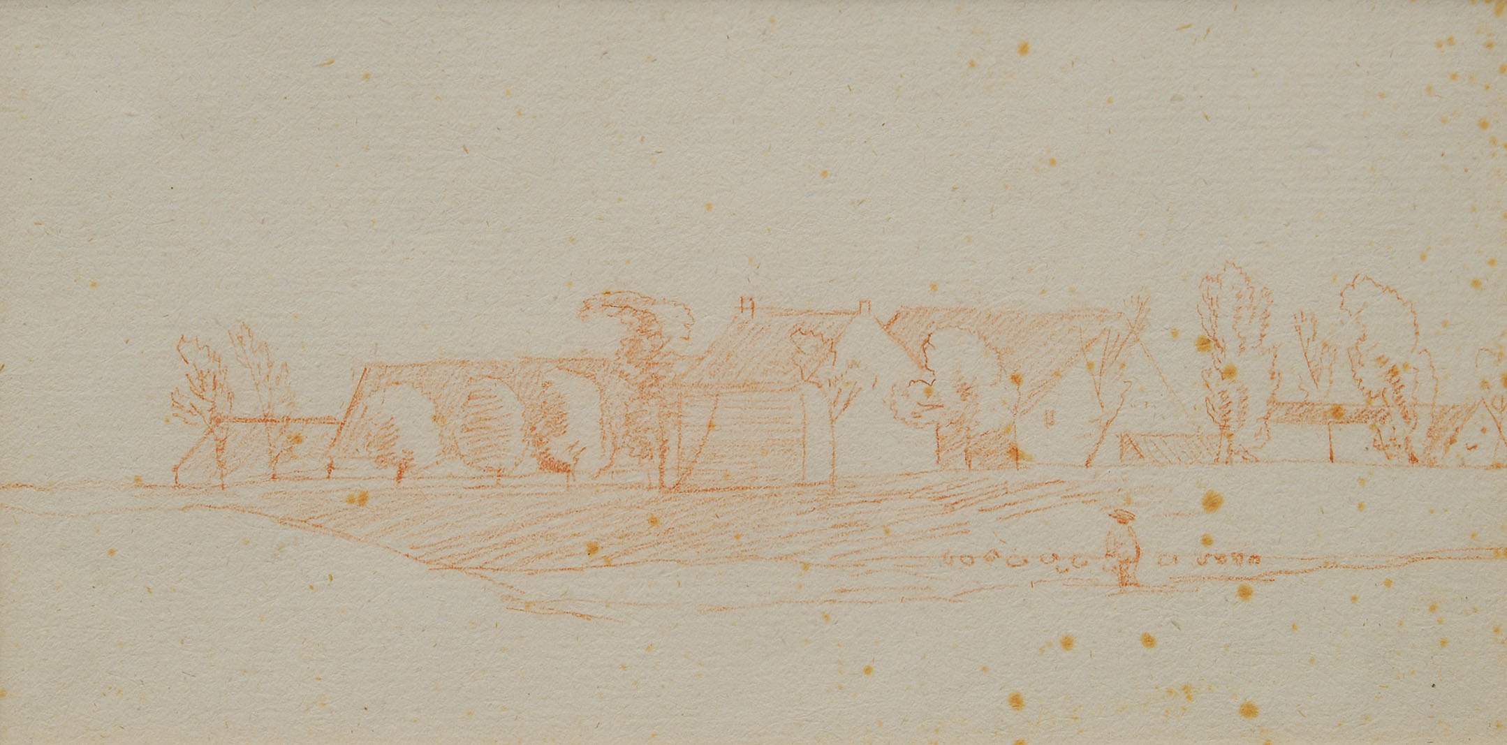 1 Rötelzeichnung F. von Kobell 'Landschaft mit Häusern'