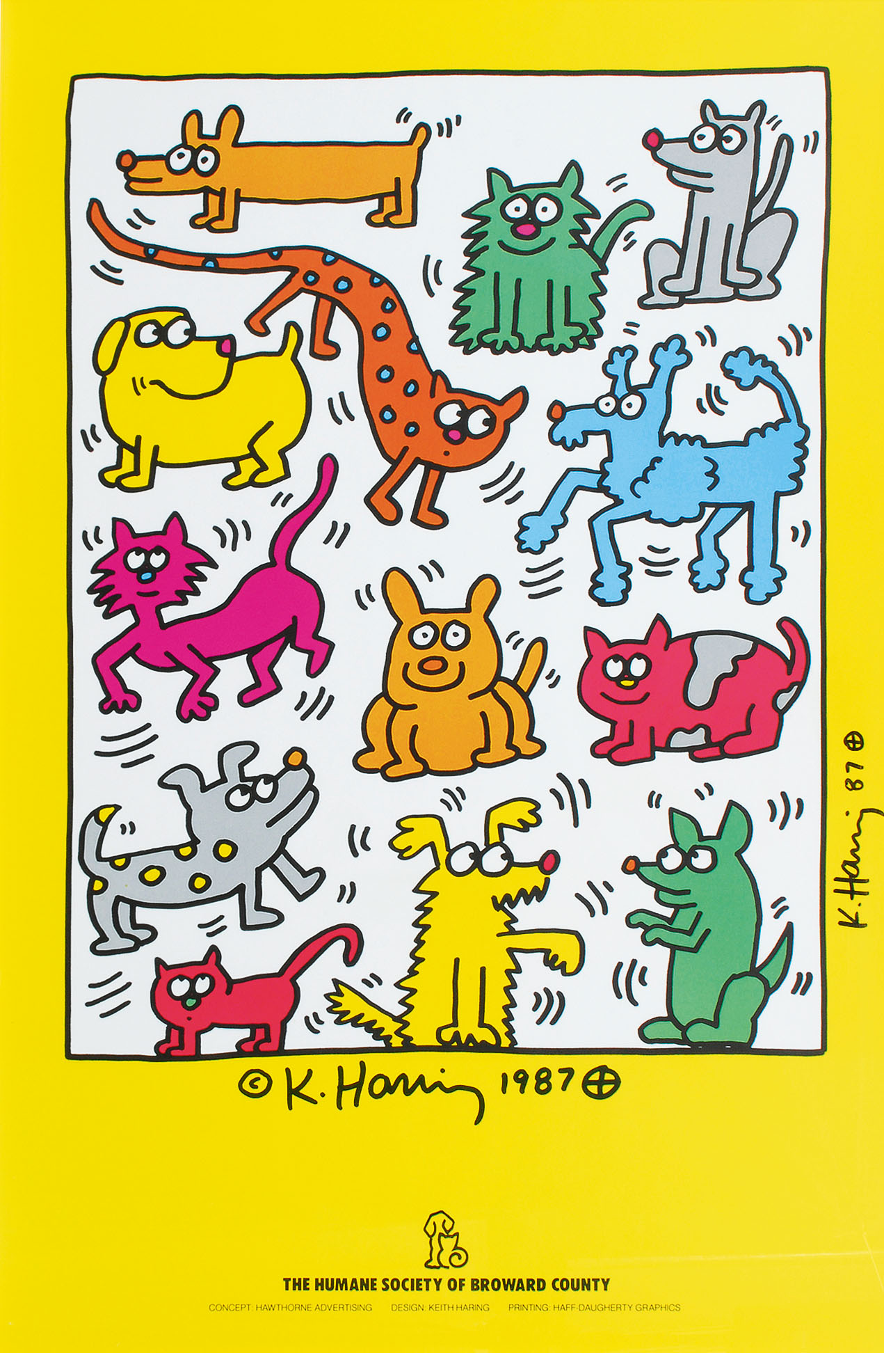 Handsigniertes Plakat: The Humane Society of Broward County 1987