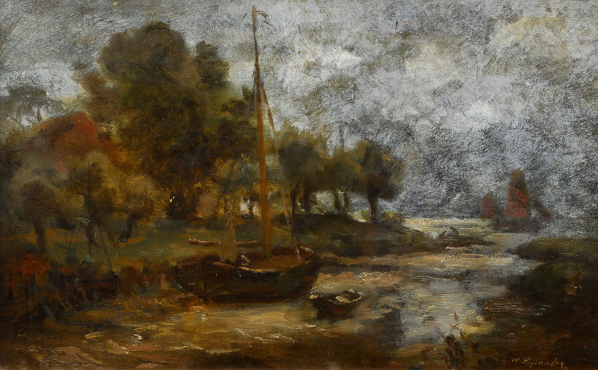 Cutter in a creek of the river Elbe