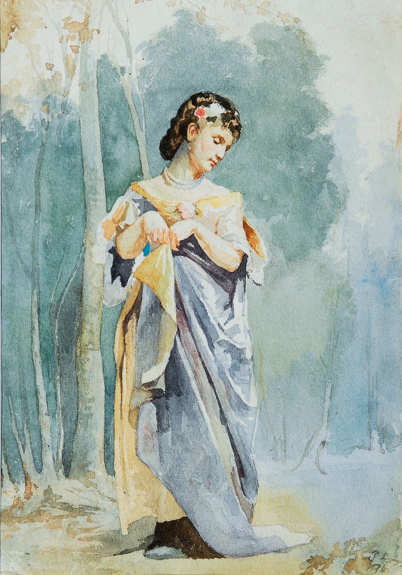 Young lady with pearl jewelry