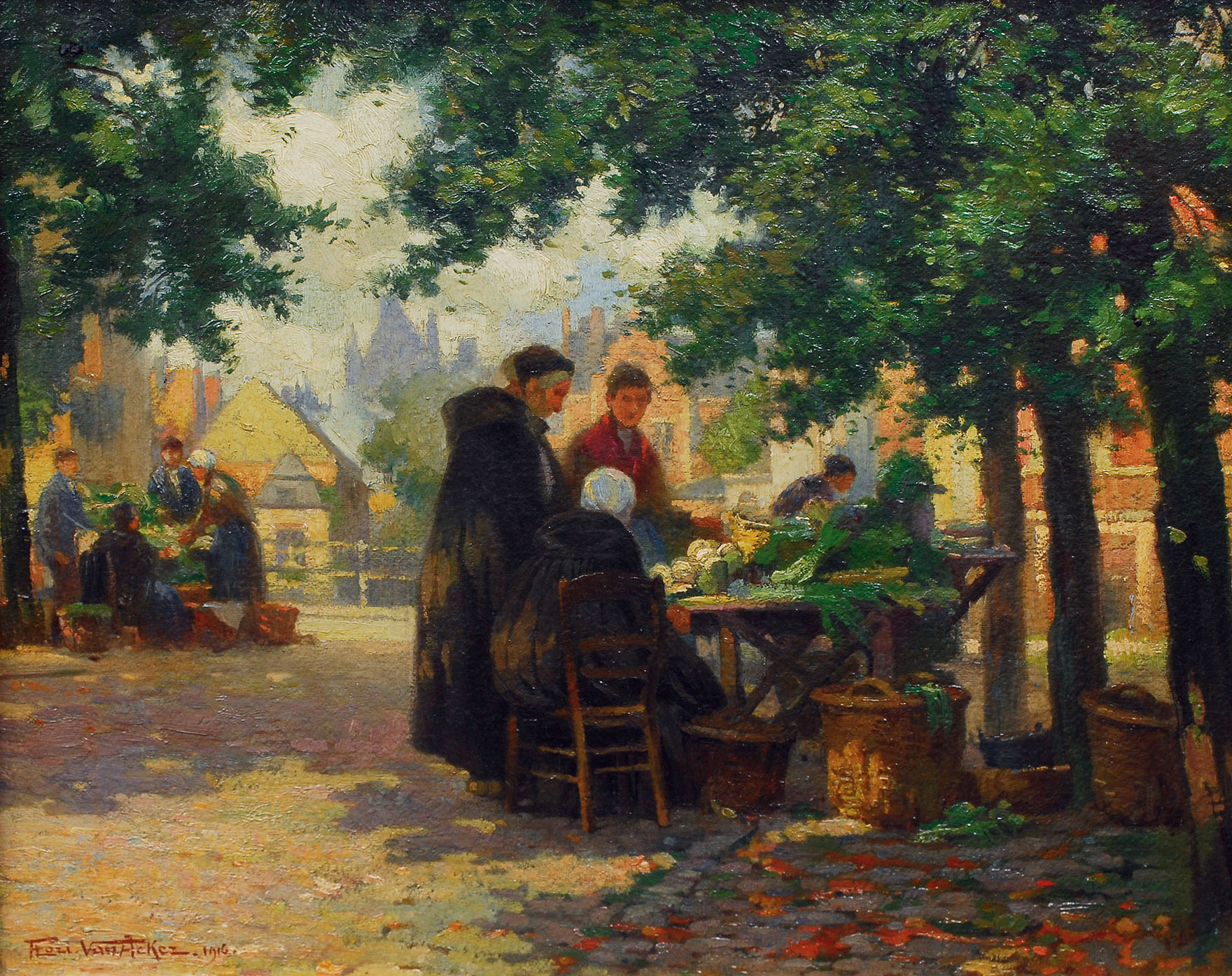 Market scene in Bruges