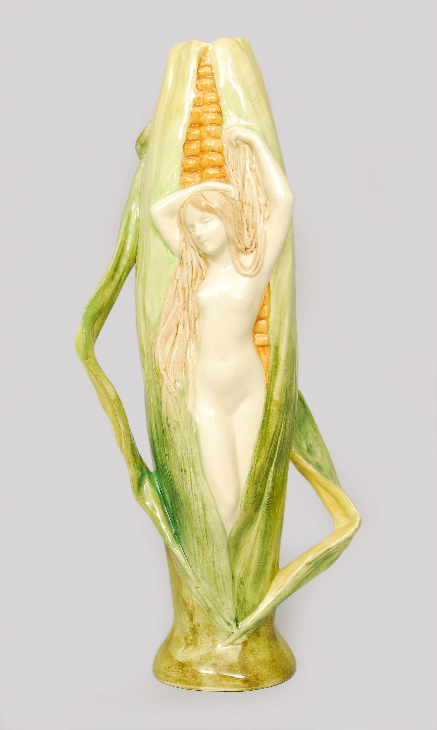 An Art-Nouveau vase 'Corncob with female nude'