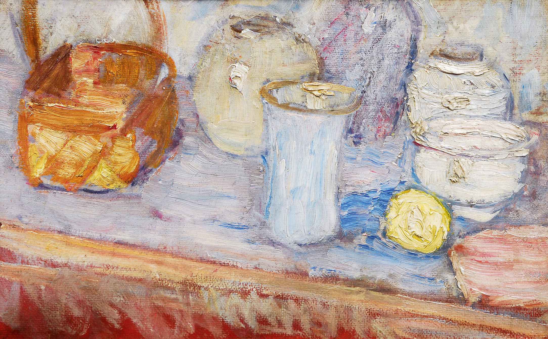 Still life with a basket and some vessels