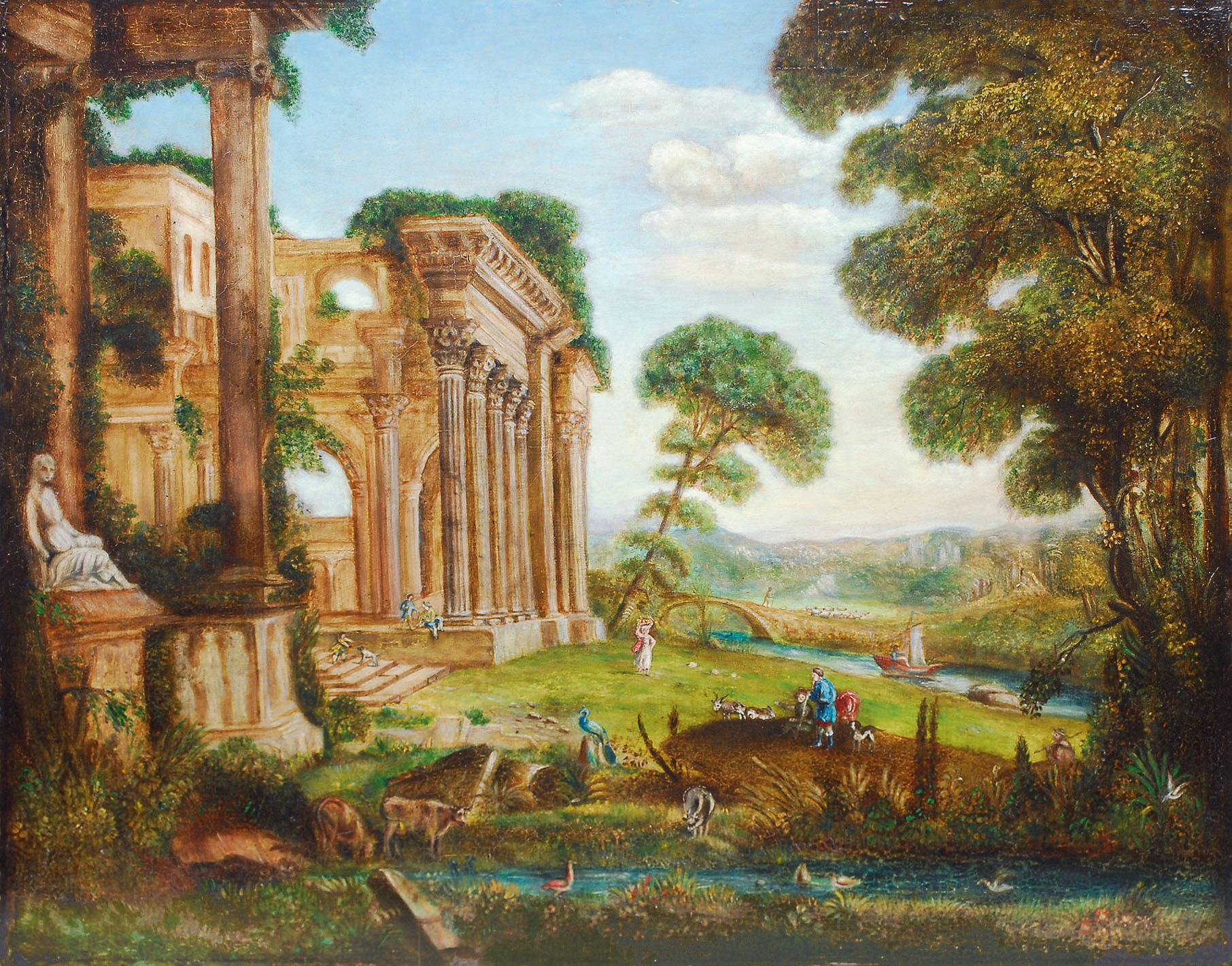 Fantastic landscape with a palace ruin
