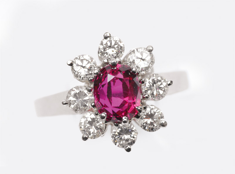 A ruby diamond ring