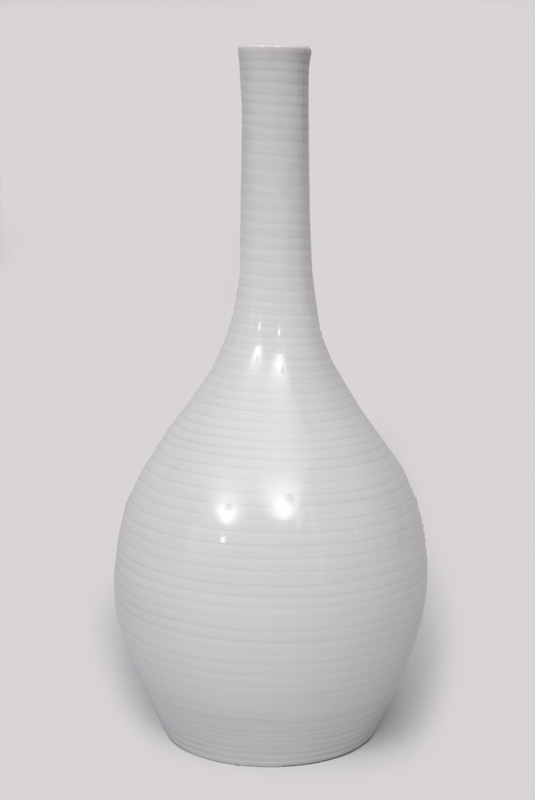 A small bottle vase with gray spiral decoration