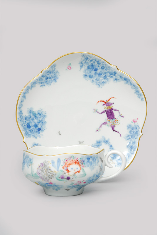 A cup and saucer of service 'Blütenreigen', decoration 'midsummer night's dream'