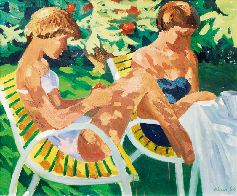 Zwei Mädchen im Sonnenstuhl
