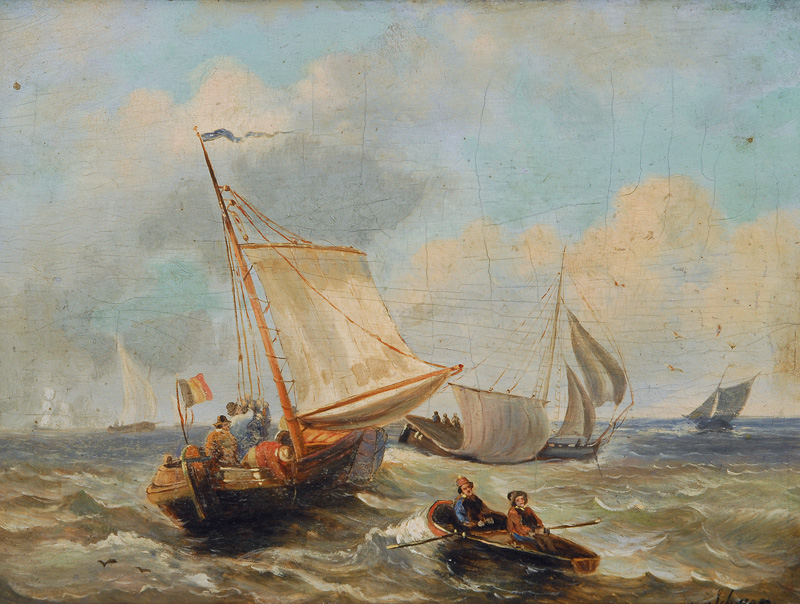Bemannte Segelschiffe und Ruderer