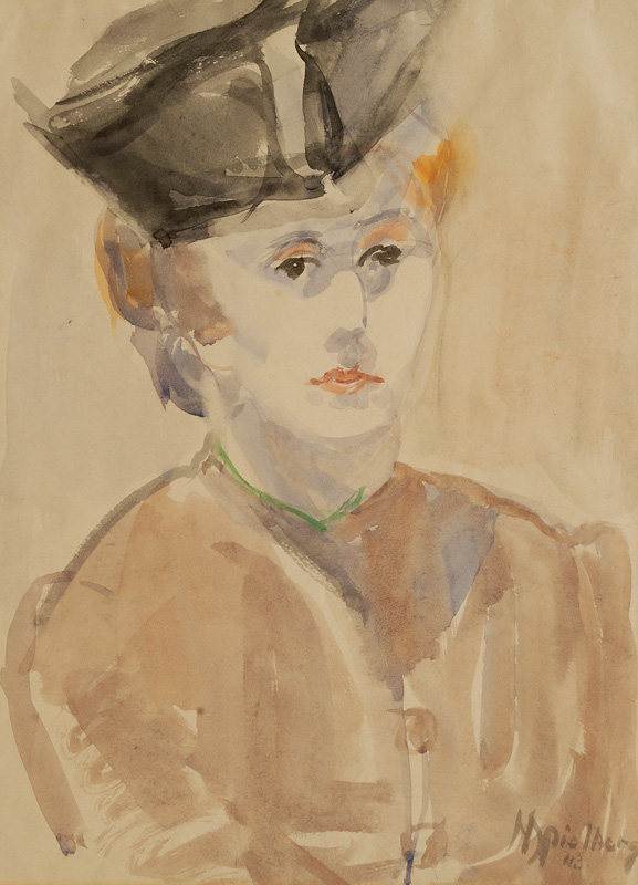 A lady with black hat