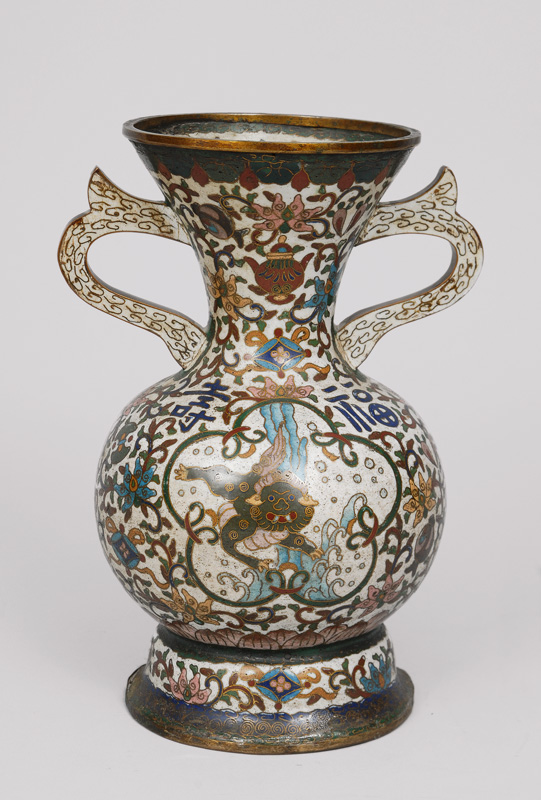 A double handled cloisonné vase