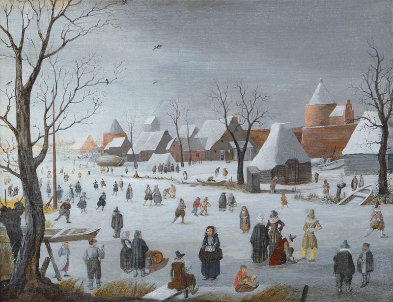 Skaters in Front of a Town