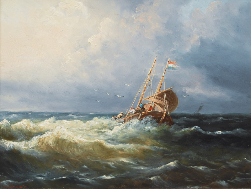 Fishing Boat on Rough Sea