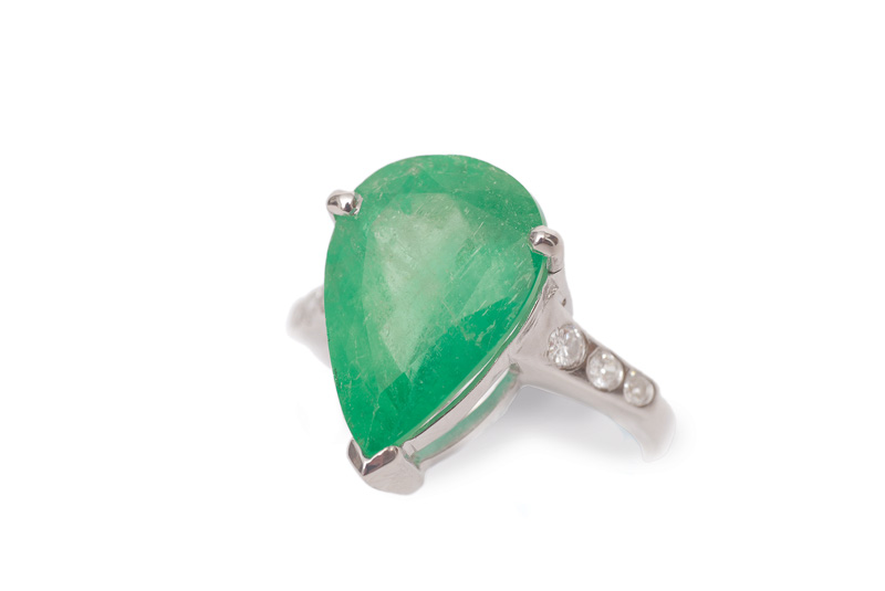 A large marquise emerald ring