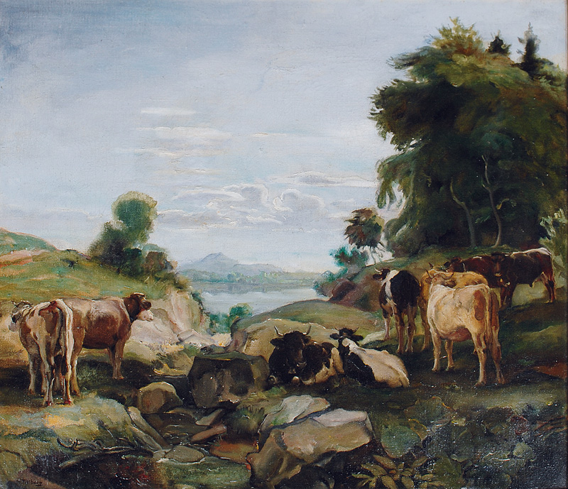 Herd of Cows at the Lake