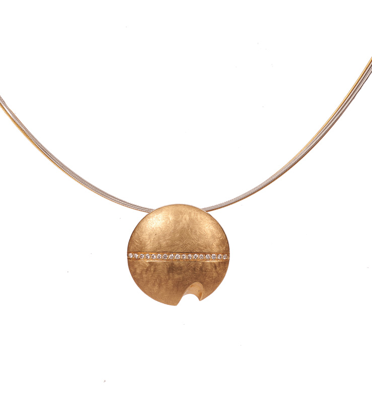 Modernes Gold-Collier mit Brillant-Besatz