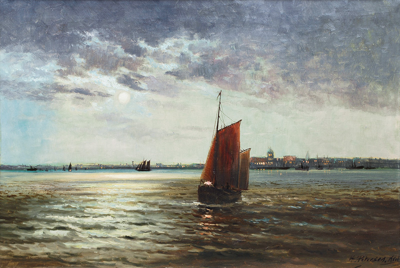 H. Petersen, tätig Anfang 20. Jh. - Sailing Ships on the Kiel Fjord Sailing Ships on the Kiel Fjord