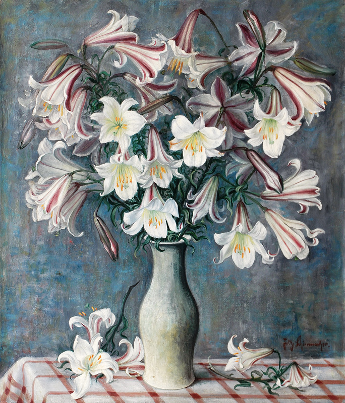 Fritz Schirrmacher - Lilies in a Porcelain Vase Lilies in a Porcelain Vase