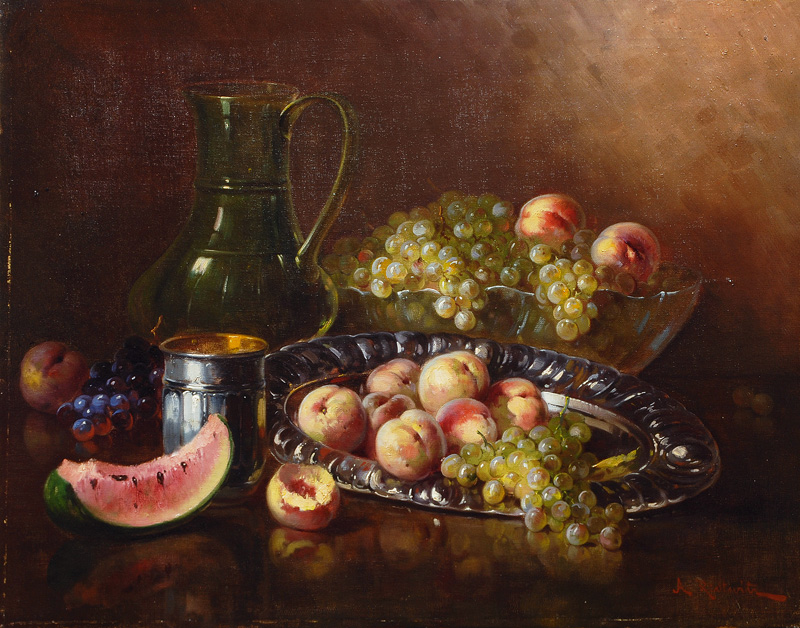 Still Life with Peaches and Grapes